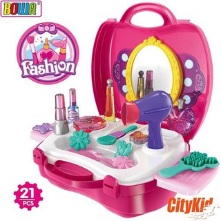 Đồ chơi vali trang điểm Magic Girl màu hồng cho bé gái, Bộ trang điểm cho trẻ em, Bàn trang điểm đồ chơi, hộp trang điểm
