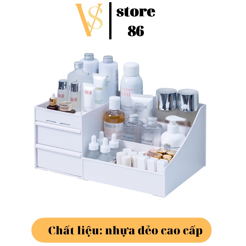 Kệ mỹ phẩm khay đựng đồ trang điểm son phấn để bàn có hộp ngăn kéo nhựa chắc chắn