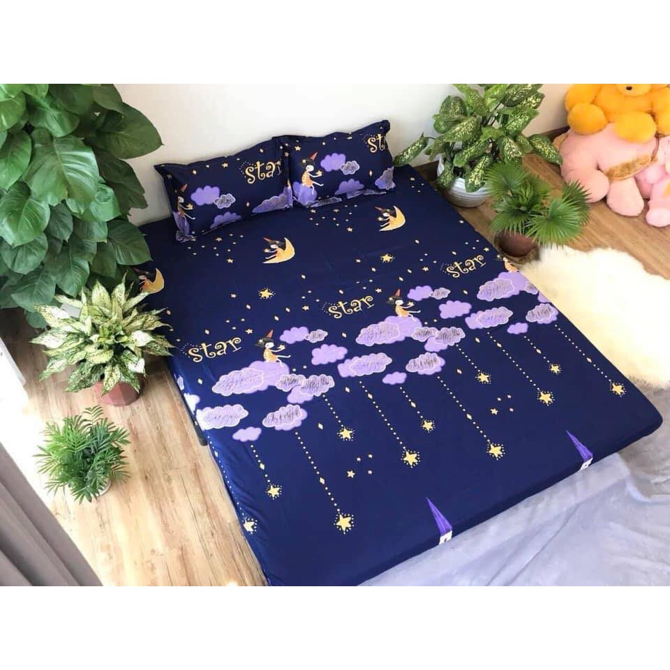 Set 4 Món Ga Gối Vỏ Chăn Lồng Ruột Mẫu SAO STAR