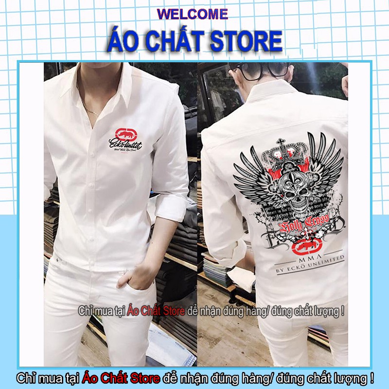 (VIDEO + ẢNH THẬT) Áo sơ mi nam tay dài ECKO SKULL cao cấp | hàng form chuẩn SM278 | Áo Chất Store