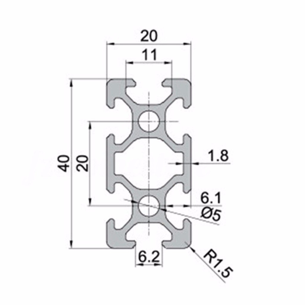 Khung Nhôm Bán Dẫn Hình Chữ T 2040 Cho Máy In 3d Dài 500mm