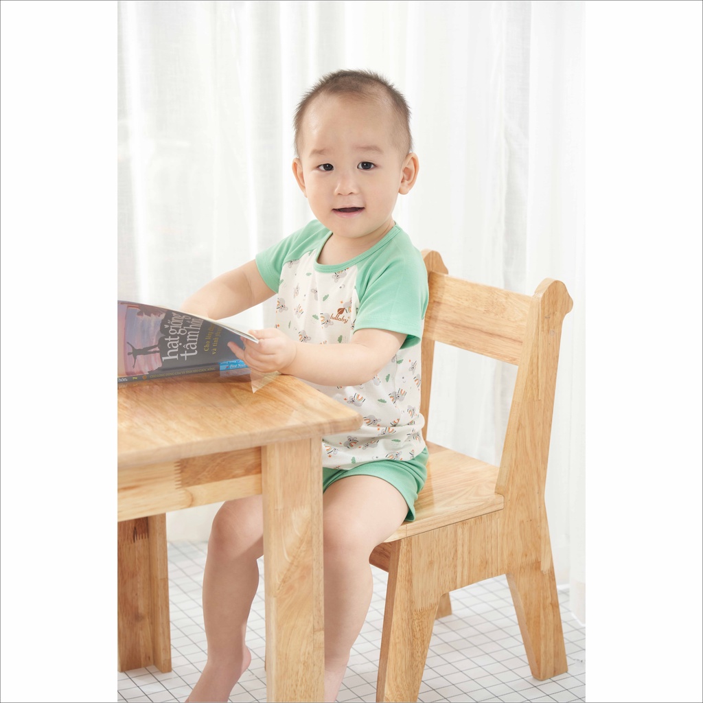 Lullaby Bộ quần áo bé trai cộc tay raglan NH651P BST Xuân hè