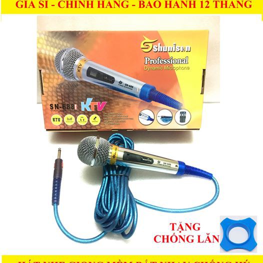 Micro SHUNI SN 688 Hút Giọng,Hát Nhẹ,Giọng Mềm,Chống Rú Tốt.Dây Dài Chống Xoắn Đứt.Thép Ko Gỉ