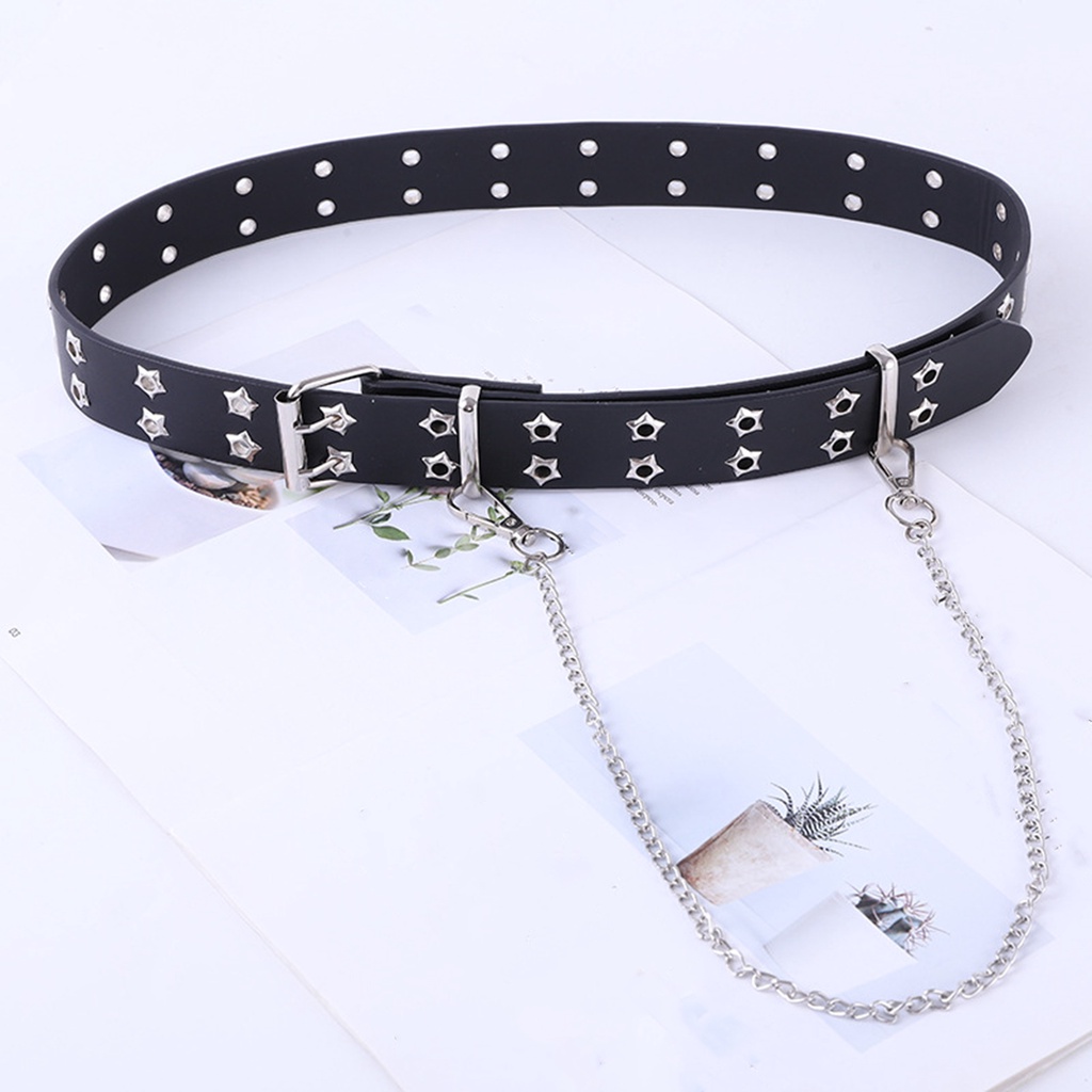 Thắt Lưng Da Hai Hàng Nút Cài Quần Jean Thời Trang Punk Gothic Cho Nữ