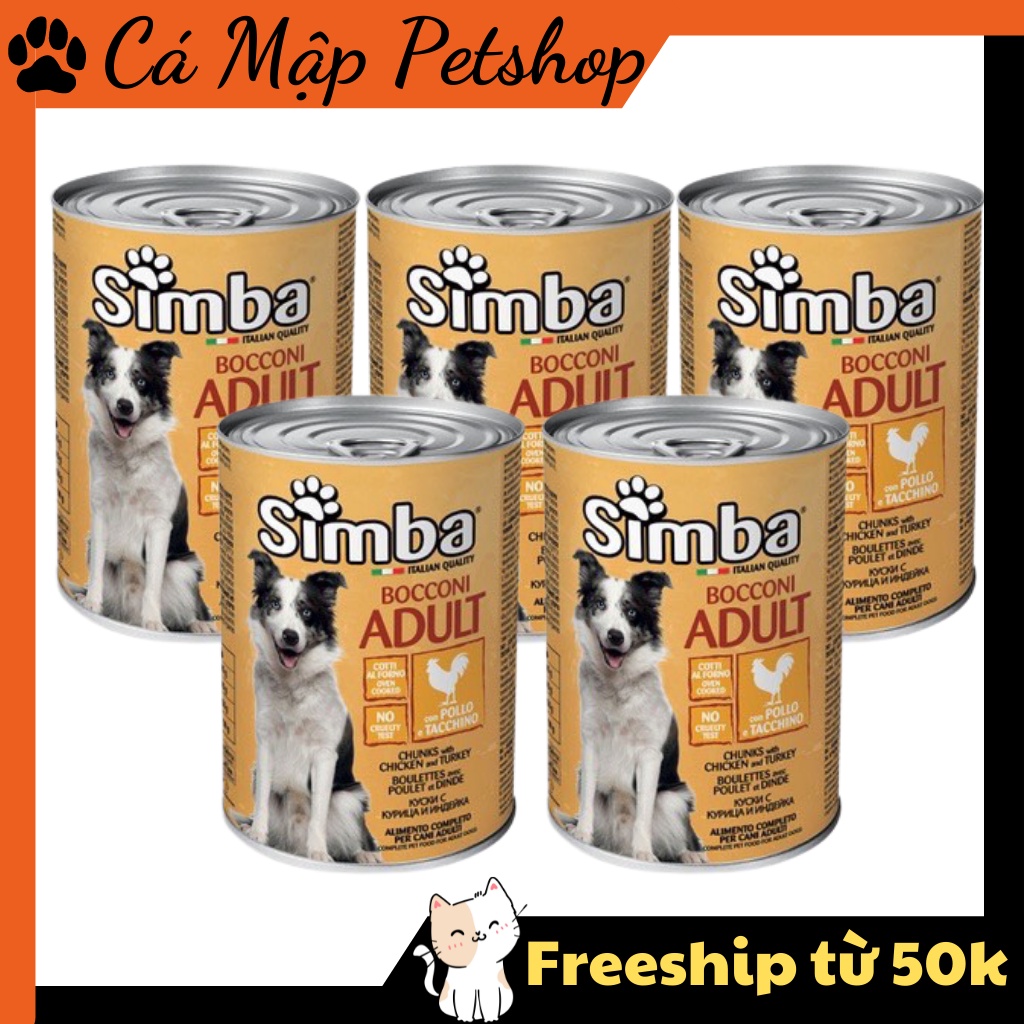 [COMBO 5 LON] PATE SIMBA CHO CHÓ LỚN - PATE THỊT VIÊN VỊ GÀ VÀ GÀ TÂY - LON 415GR