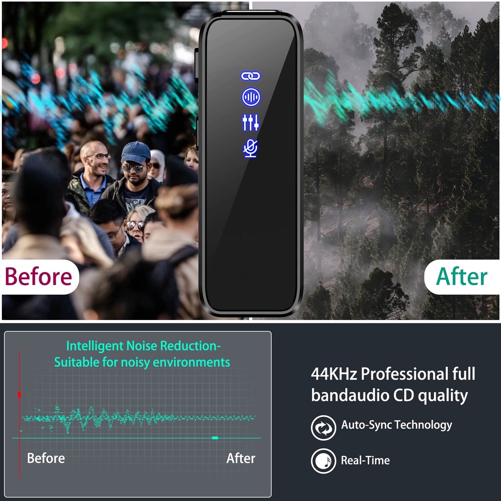 Man hinh LCD Bộ 2 micro thu âm không dây  T5 Micrô không dây  cho điện thoại có sạc Micrô chống ồn thông  Cese cho Youtu
