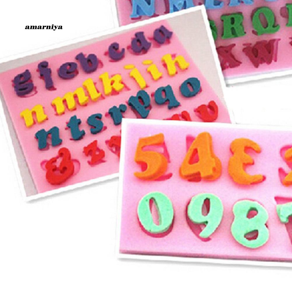 Bộ 3 khuôn silicon làm bánh kẹo khắc họa tiết ký tự tiếng Anh và các con số