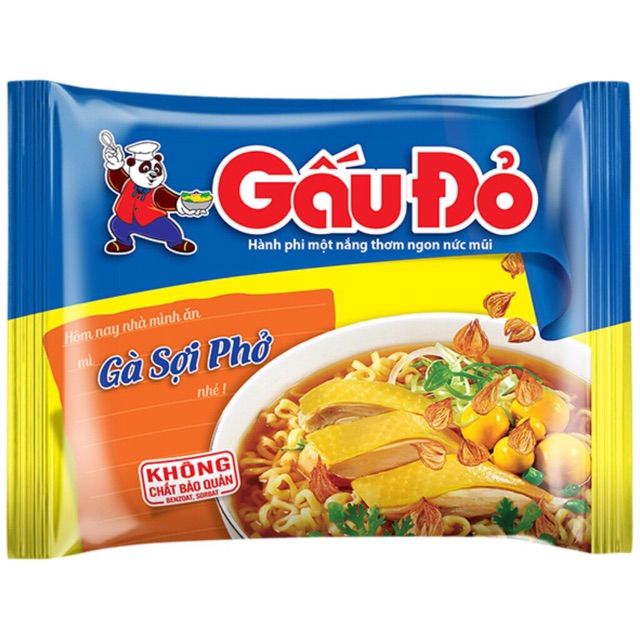 THÙNG MÌ GẤU ĐỎ GÀ SỢI PHỞ 64g*30 gói