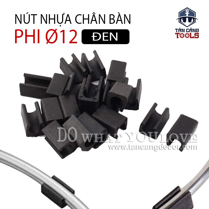 50 Chân Nhựa Bọc Chân Bàn Ghế Sắt Phi Tròn 12 mm - Màu Trắng / Màu Đen