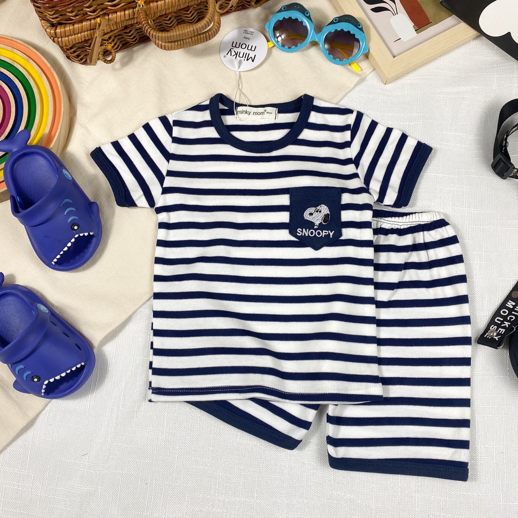 [Bé:8-27kg] Bộ Quần Áo Ngắn Tay Minky Mom Vải Cotton Mềm Cho Bé Trai, Bé Gái Size từ 80-150cm - Mã: TN-TR02.1