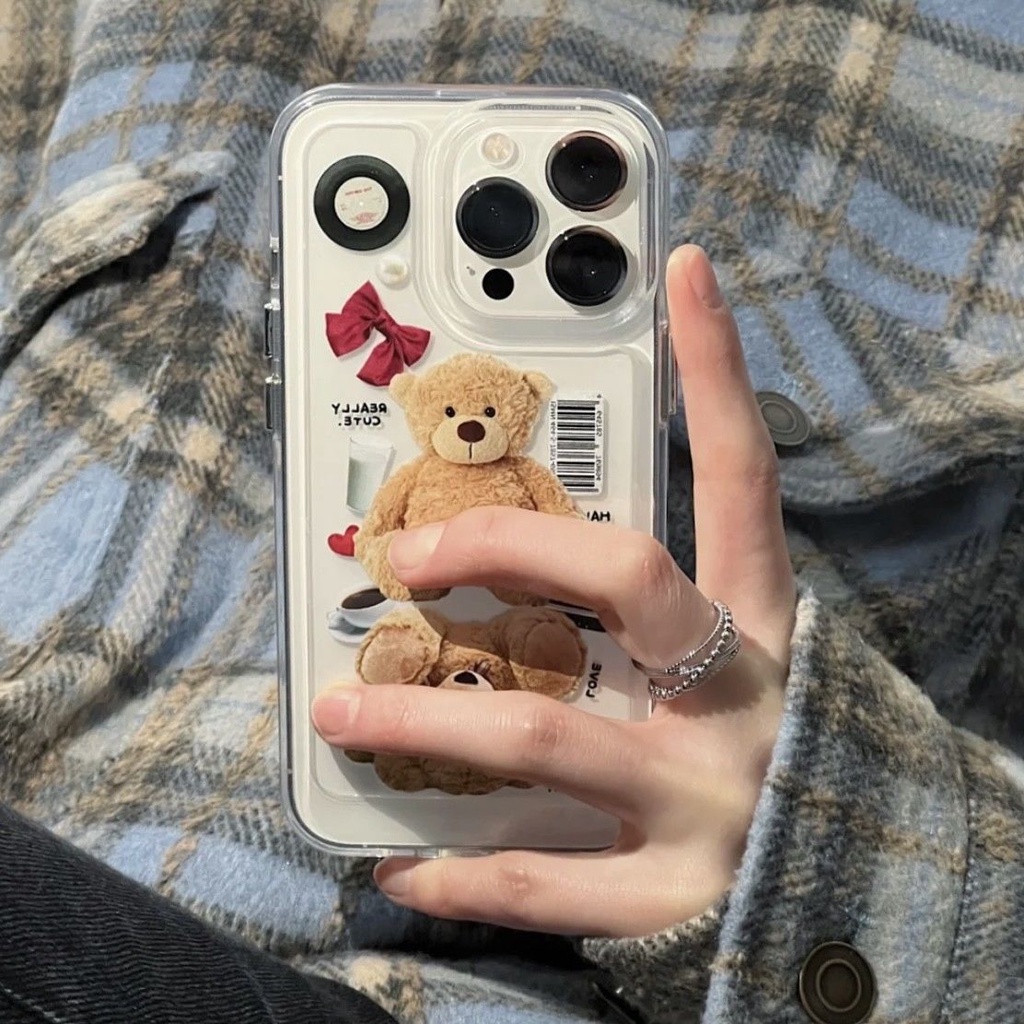 Ốp Điện Thoại TPU Silicon Mềm Trong Suốt Chống Sốc In Hình Gấu Cho IPhone 14 13 12 11 Pro X XR XS Max 6 6S 7 8 Plus