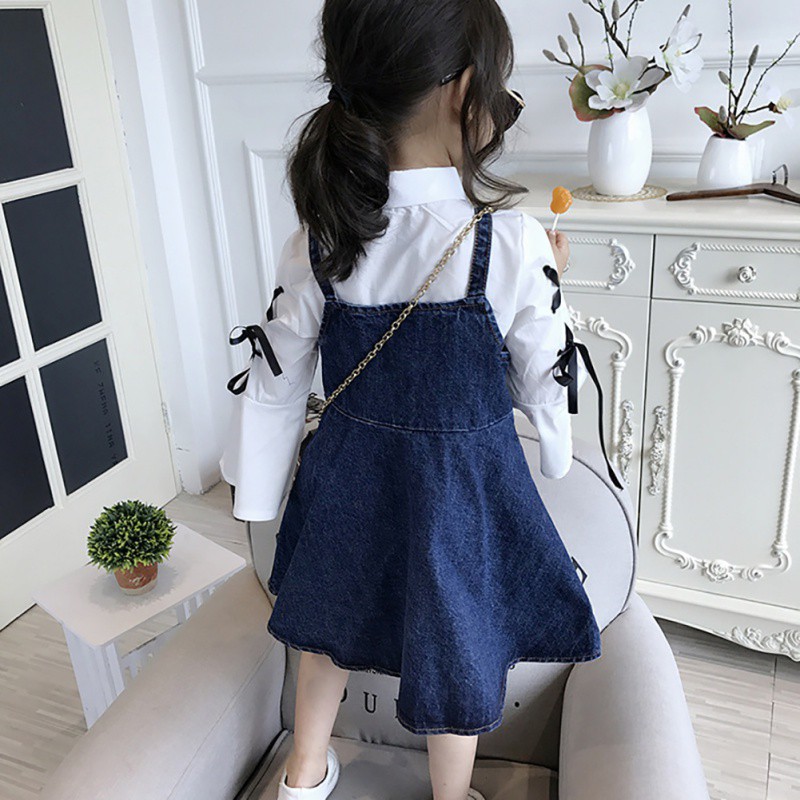 Đầm Denim Không Tay Thời Trang Mùa Hè Cho Bé Gái 3-10 Tuổi