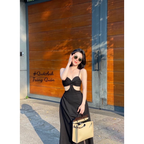 Váy hai dây đũi cut out hở eo siêu xinh, chất đũi mỏng nhẹ không nhăn | BigBuy360 - bigbuy360.vn