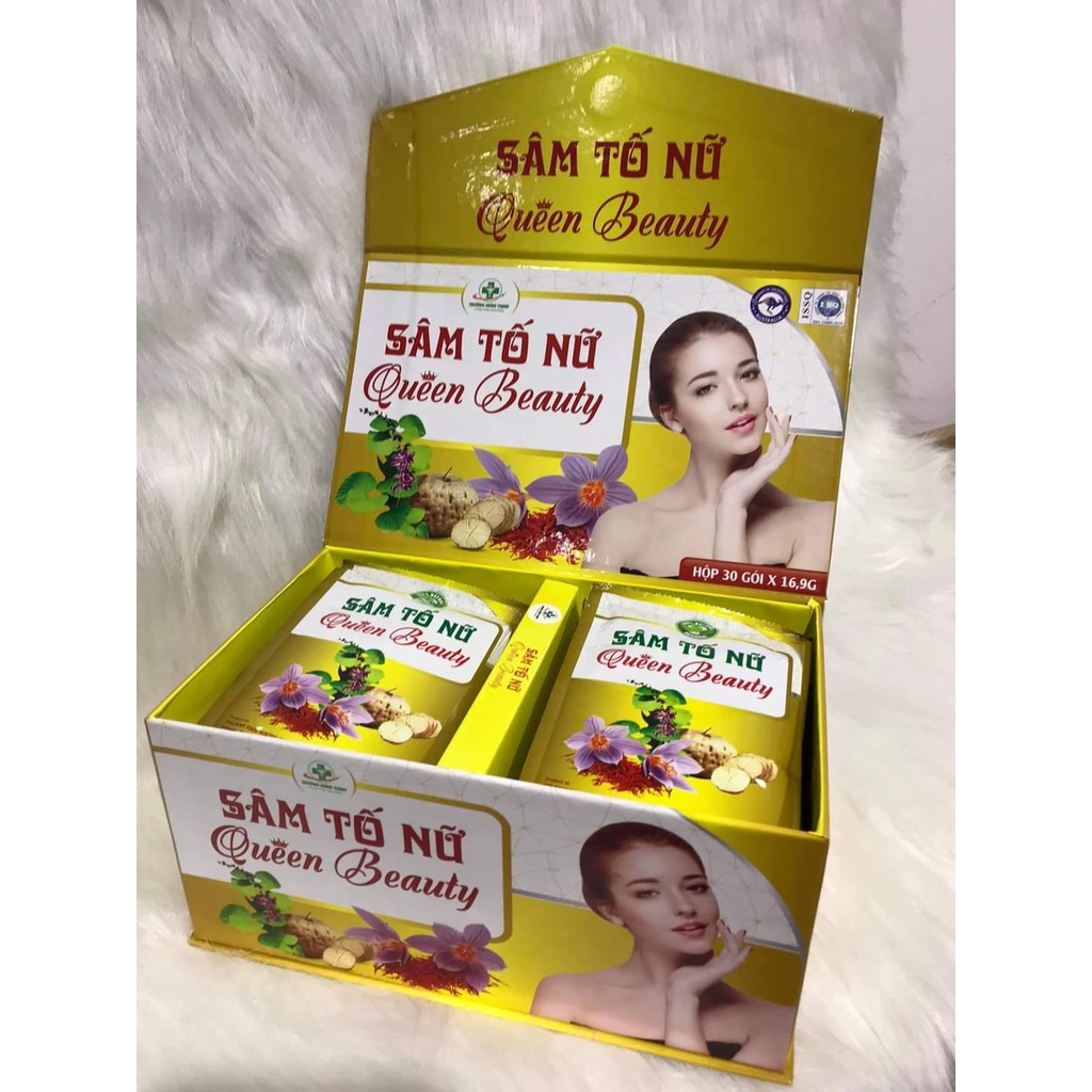Hộp 30 gói bột pha uống Sâm tố nữ QUEEN BEAUTY - Beauty Queen Bổ sung nội tiết tố nữ , giúp săn chắc vòng 1