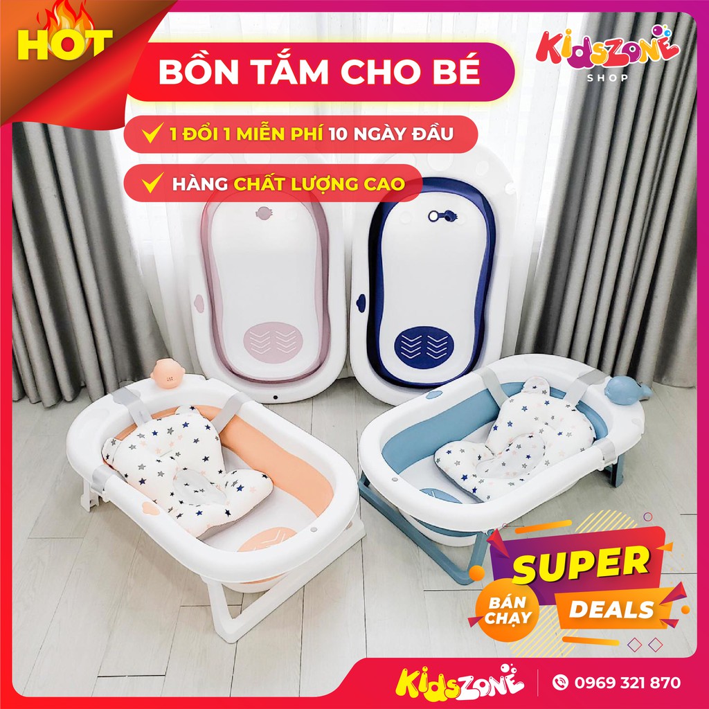 Bồn Tắm Gấp Gọn Thông Minh Loại 1. Dành Cho Trẻ Em. An Toàn, Thoải Mái, Có Đệm Phao. Chất Liệu Cao Cấp