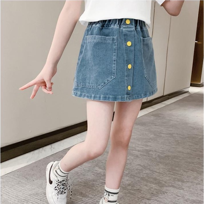Chân Váy Denim Lửng Mùa Hè Phong Cách Mới Dành Cho Bé Gái