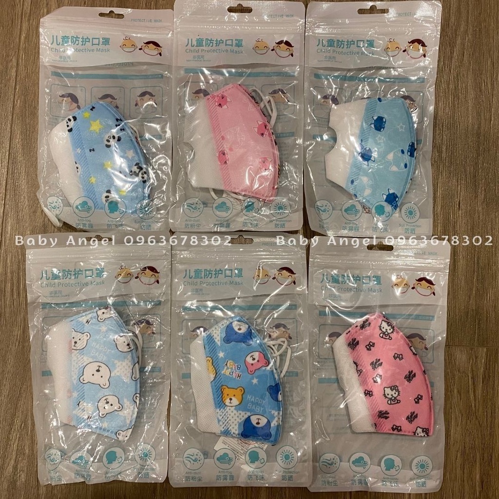 {𝑺𝑰𝑬̂𝑼 𝑹𝑬̉} Set 5 Khẩu trang giấy cho bé, chống bụi, vi khuẩn virus