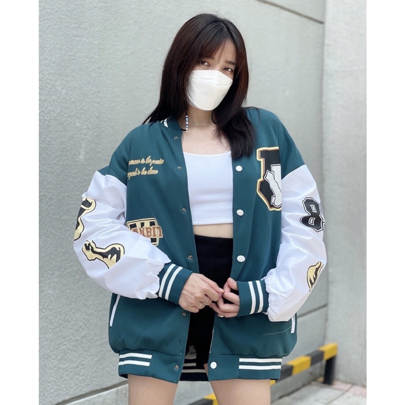 Áo Khoác Gió Bomber Jacket Số 89 Pha Tay Unisex Áo Gió 2 Lớp Dày Dặn Nam Nữ (Ảnh thật/Có sẵn)