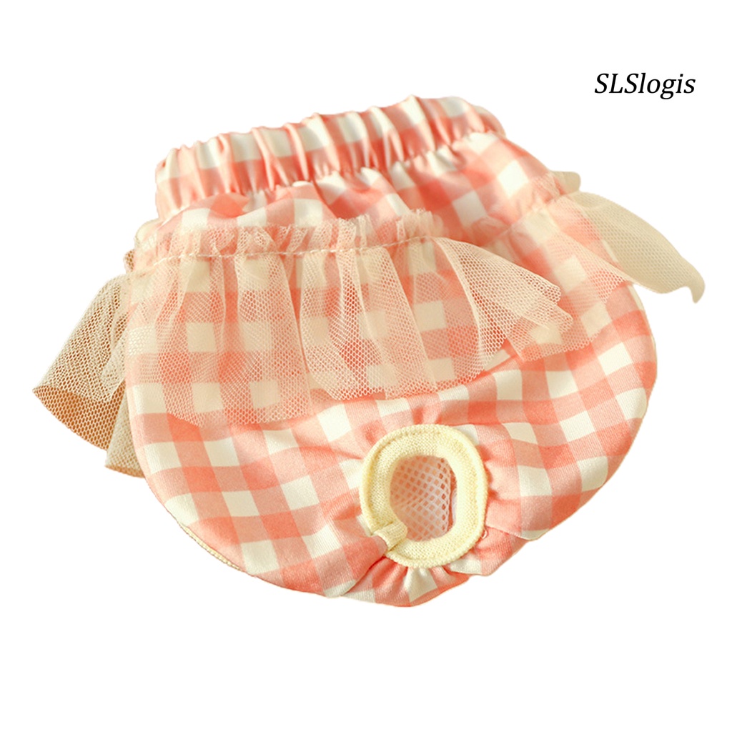 Quần sinh lý bằng polyester co giãn chống rò rỉ in họa tiết caro cho cún cưng