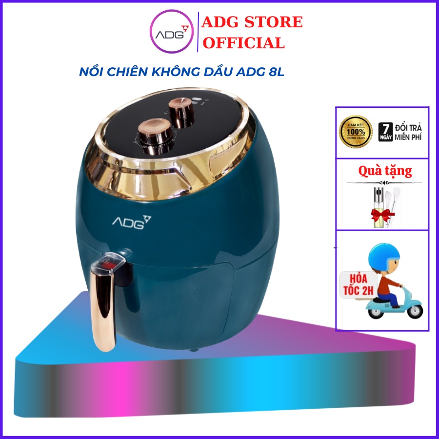 Nồi chiên không dầu 8L, bếp chiên không dầu ADG - Chính hãng ADG Việt Nam, Bảo hành 12 tháng, Kèm quà tặng bình xịt dầu