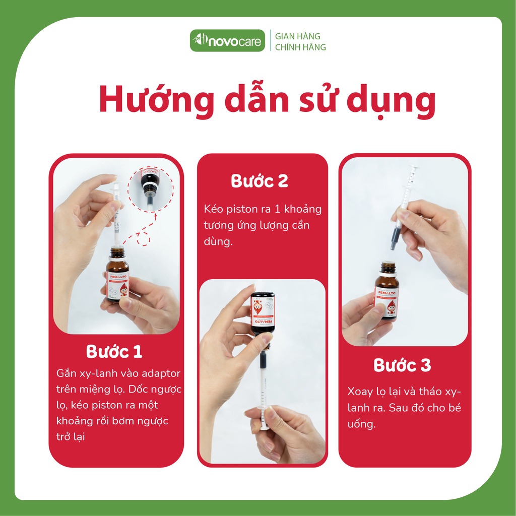 Sắt Hữu Cơ Nhỏ Giọt Femalto Cho Bé, Không Tanh, Không Gây Táo Bón 15ml