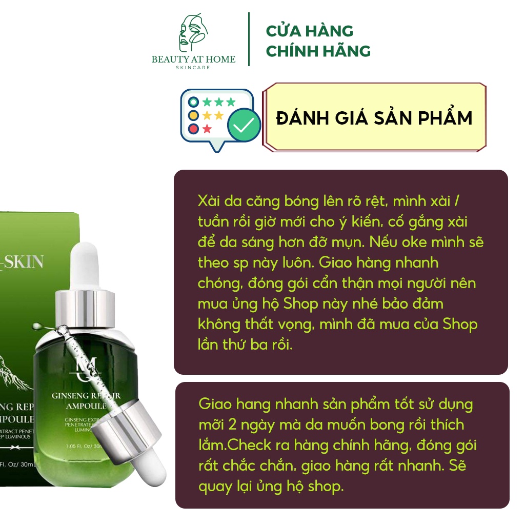 Serum căng bóng nhân sâm &amp; kem face nhân sâm nuôi dưỡng da từ sau bên trong - Beauty at home