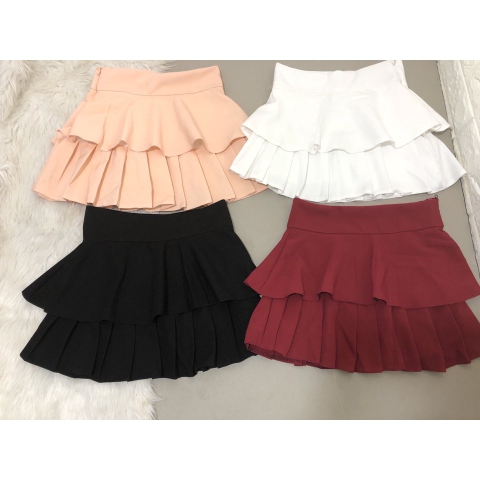 Chân váy xếp ly về 4 màu như hình vải tuyết mưa kèm quần trong cực đẹp U110