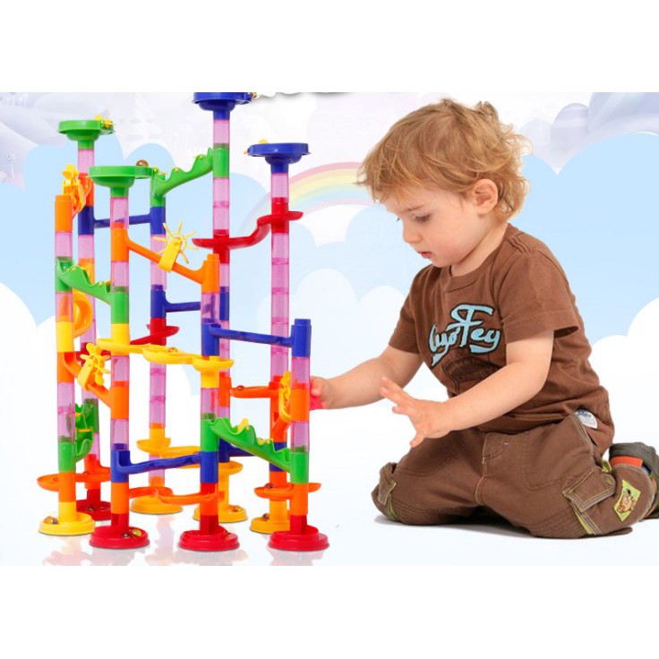 Đồ chơi trí tuệ,sáng tạo an toàn cho bé, bộ lắp ghép mê cung thả bi marble run bé vừa lắp ráp vừa chơi thả 30 viên bi