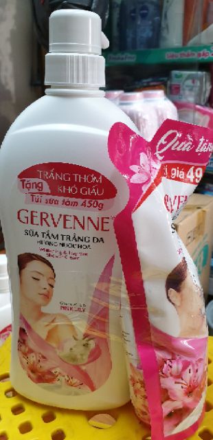 Sữa tắm trắng da hương nước hoa Gervenne  1200ml (tặng bịch sữa tắm 450g)