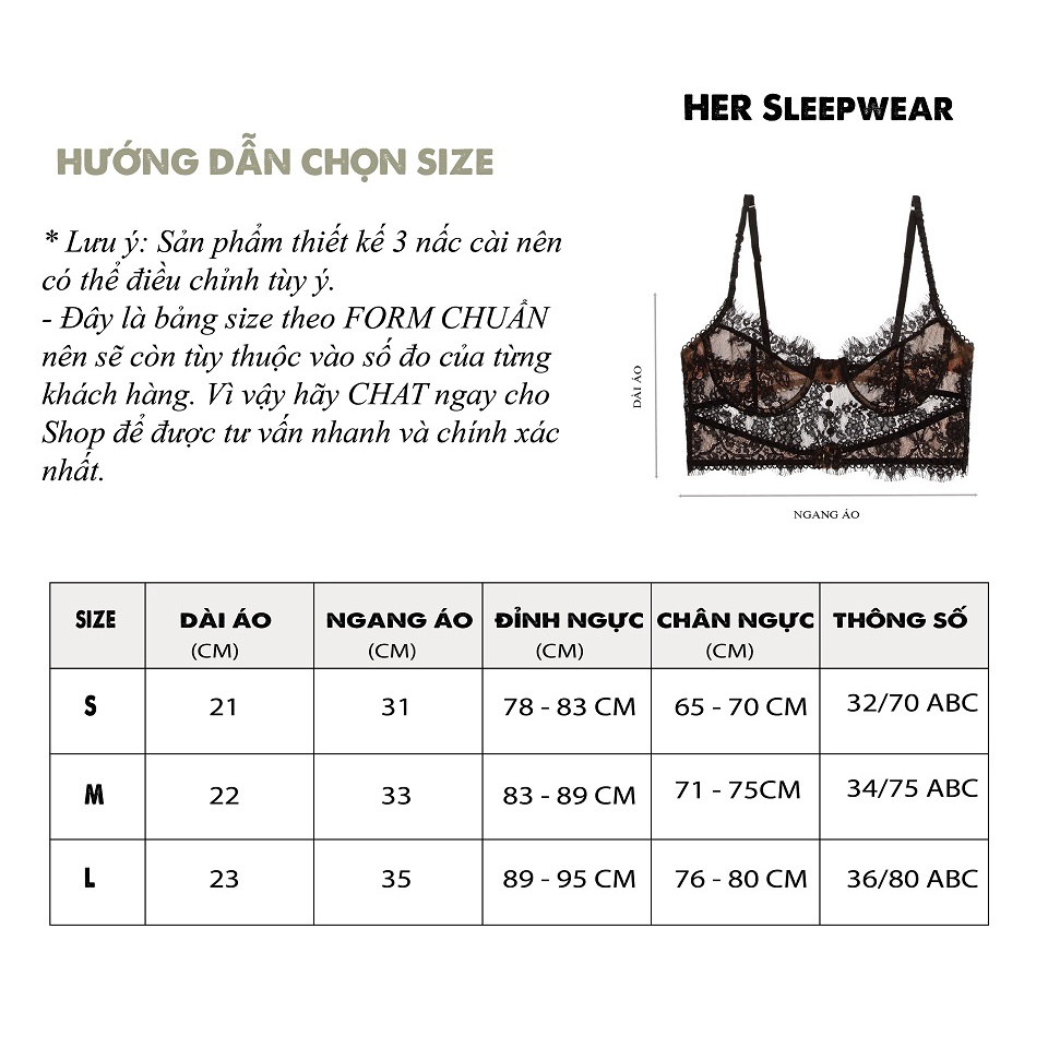 Áo bralette có gọng không mút nâng ngực cúc giữa ren mềm sexy màu trắng BR01 - Her Sleepwear