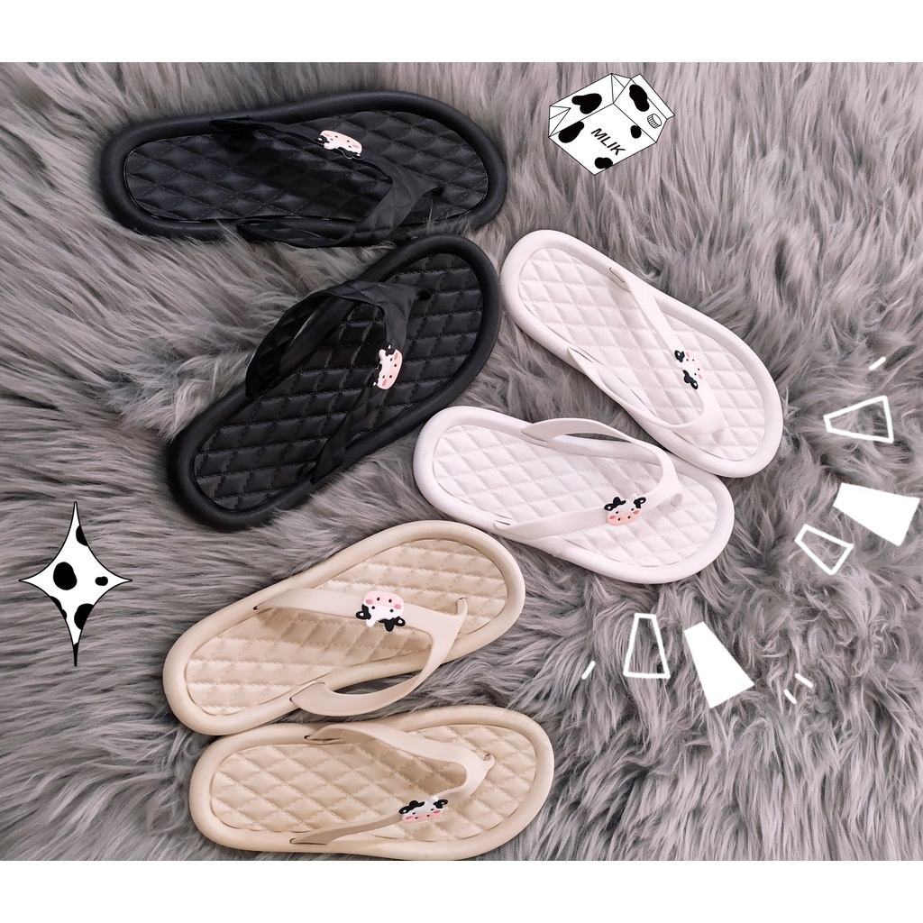 JY217 - Dép xỏ ngón hình bò sữa đáng yêu
