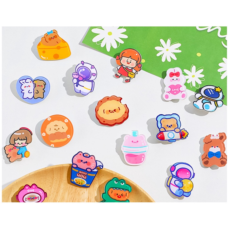 Ghim Cài Áo Bằng Acrylic Họa Tiết Hoạt Hình Dễ Thương