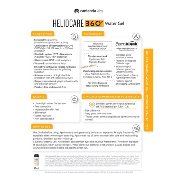 [HÀNG NHẬP KHẨU] Kem chống nắng Heliocare Water Gel SPF50