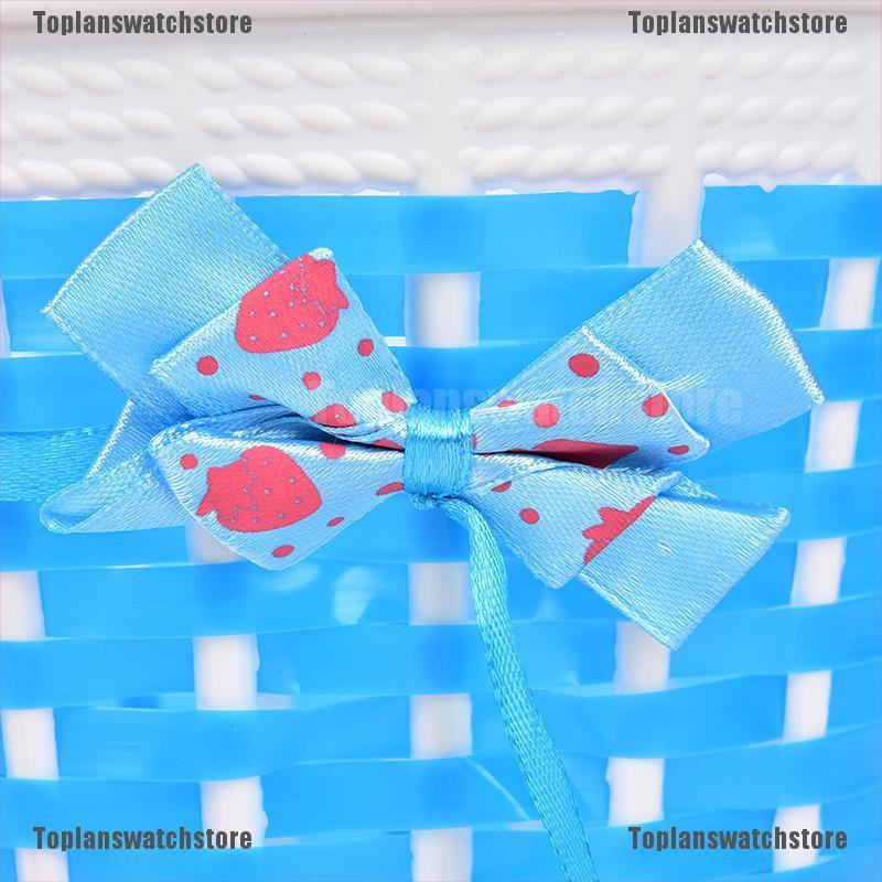 1 Giỏ Xe Đạp Nhựa Đính Nơ Trước Handmade Cho Bé