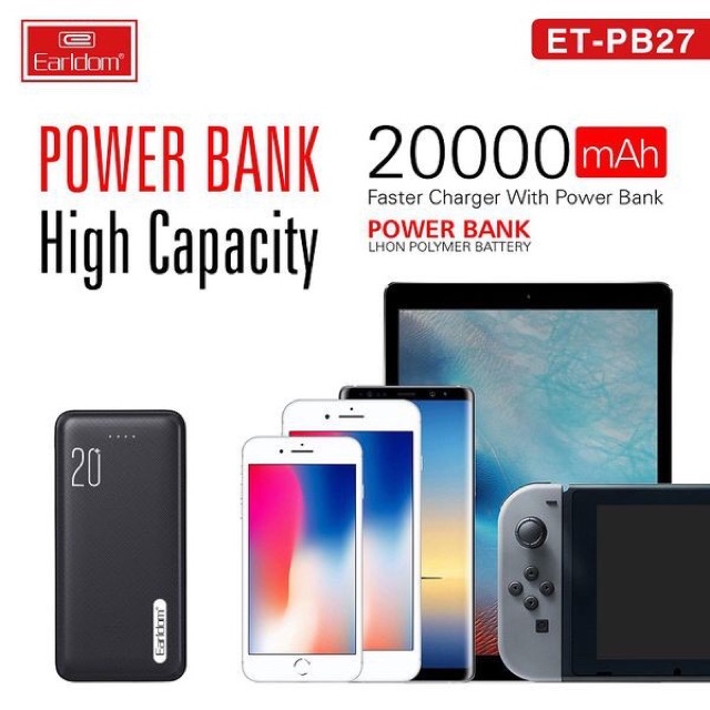 Sạc Dự Phòng 20.000mAh Earldom PB-27