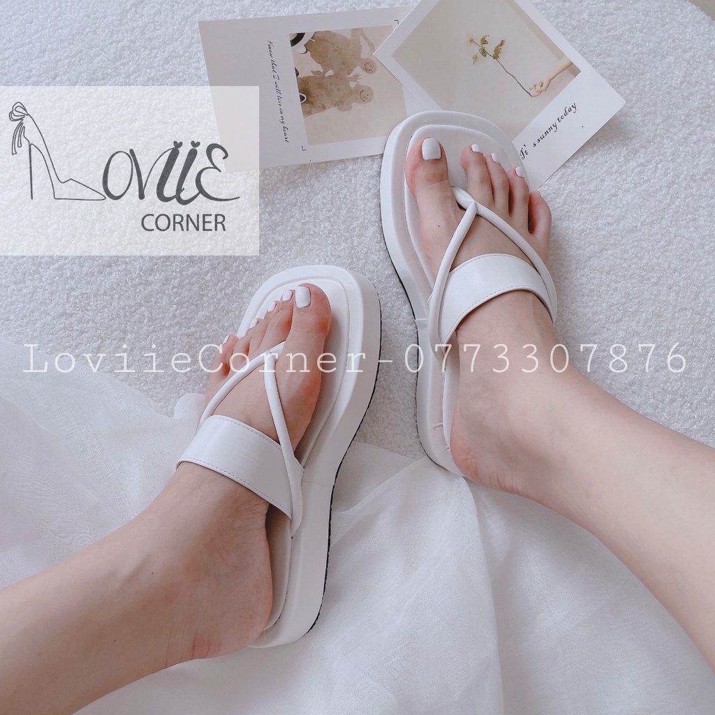 DÉP NỮ CAO CẤP LOVIIECORNER - DÉP XUỒNG THỜI TRANG QUAI NGANG ĐẾ BẰNG NỮ TÍNH D220421