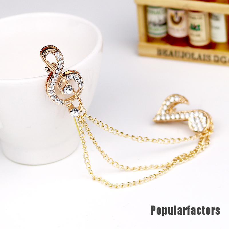 (Phổ Biến) Trâm Cài Áo Chuỗi Pha Lê Tua Rua Nốt Nhạc