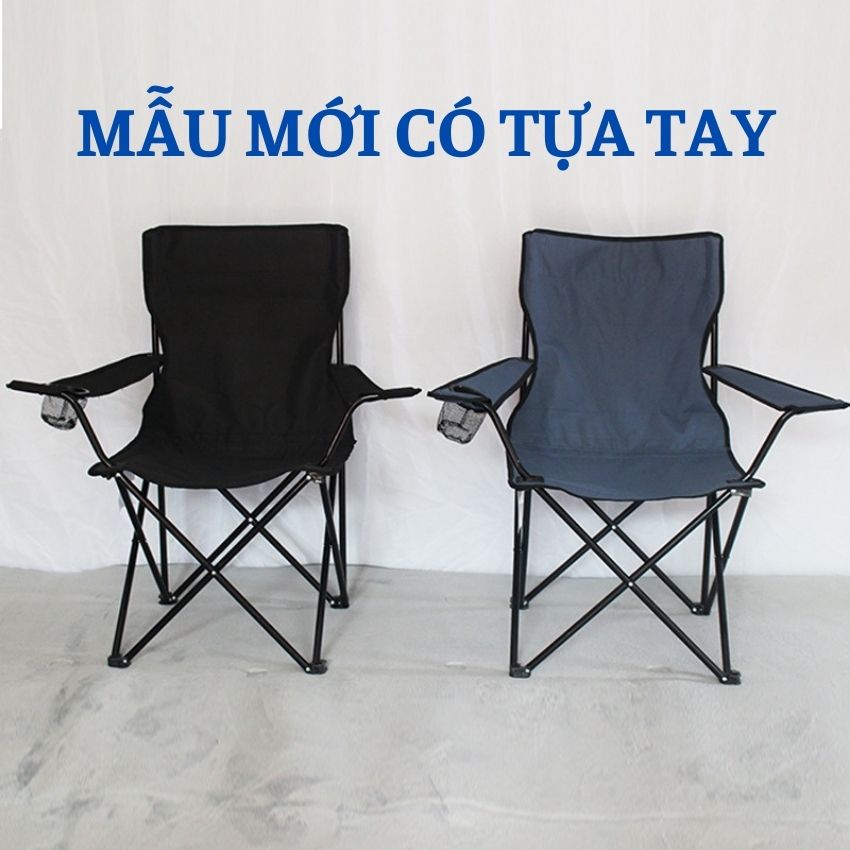 Ghế xếp du lịch dã ngoại câu cá khung thép gấp gọn di cắm trại du lịch size lớn có tựa tay G88