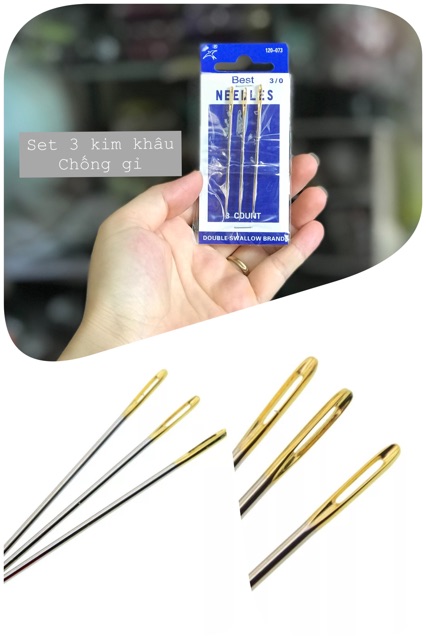 giá siêu sốc - Set 3 Kim khâu chống gỉ - duy nhất chỉ có 9.9k khi mua từ 2 set - mạ chống gỉ , đầu kim tù vừa phải