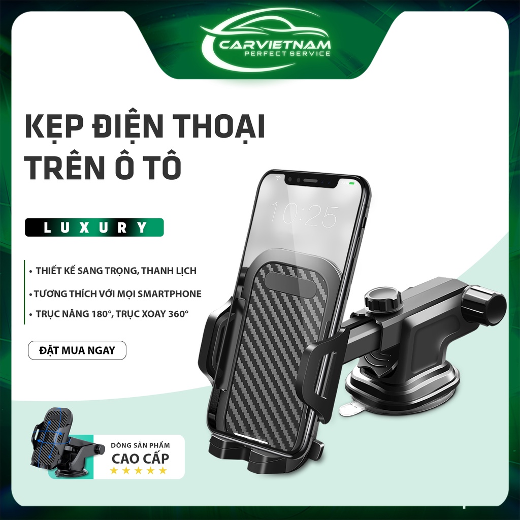 Giá Đỡ Kẹp Điện Thoại Trên Ô Tô (Mã CK002) - Đế Hút Chân Không Gắn Kính Lái, Taplo Xe Hơi - Ccar Vietnam