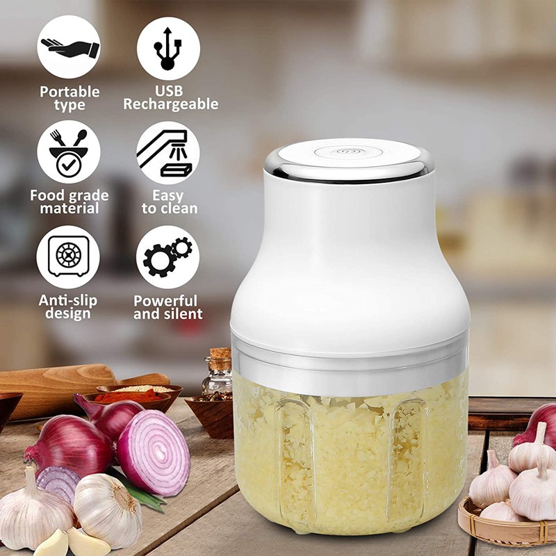 Electric Mini Meat Garlic Chopper USB Portable Kitchen Baby White