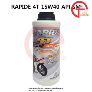 DẦU NHỚT XE SỐ CAO CẤP RAPIDE 4T 15W40 API SM