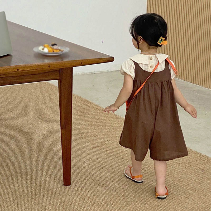 Áo Tay Ngắn Cổ Búp Bê Phong Cách Phương Tây Dành Cho Bé Gái