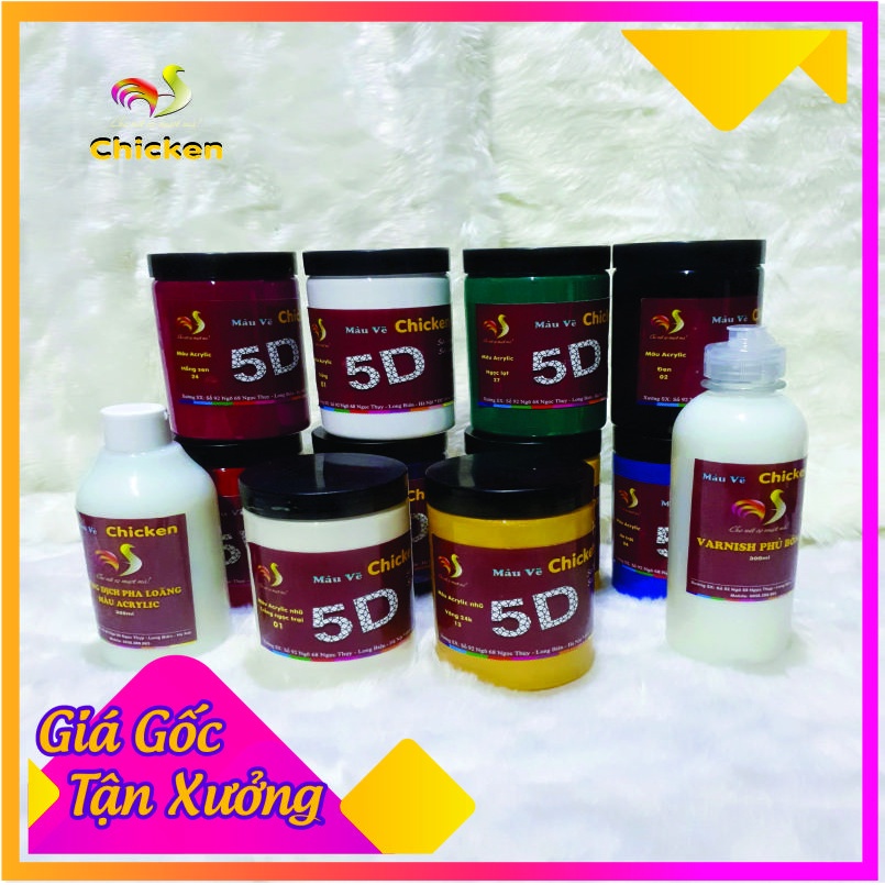 Màu Nhũ Metallic Ánh Kim CHICKEN 5D Hũ 350ml Lấp Lánh Trên Từng Nét Cọ