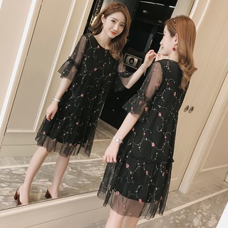 Váy bầu (Đầm bầu) ren đen hoa nhí siêu hót
