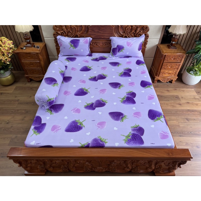 Bộ ga gối Thun Hàn Quốc quả dâu