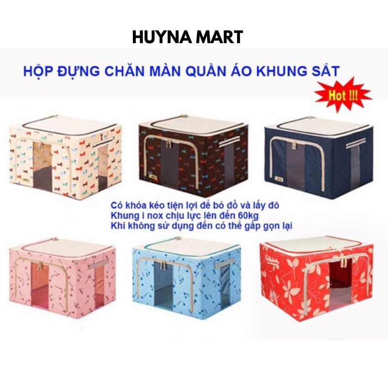 Hộp Đựng Quần Áo Chăn Màn Khung Thép Cao Cấp Loại To Tiện Lợi 66 Lit TD01