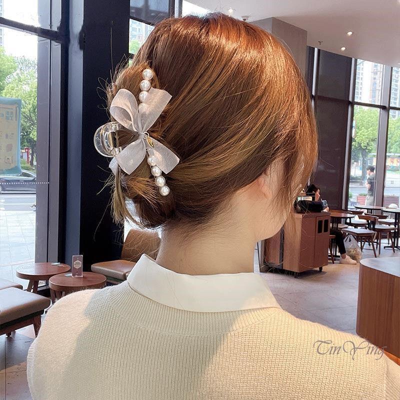 GETNOIVAS Kẹp tóc càng cua 11.1cm bằng acrylic dày đính nơ duyên dáng cho nữ