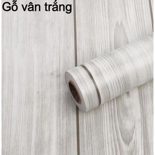 10m Giấy dán tường Gỗ vân trắng có sẵn keo khổ rộng 45cm