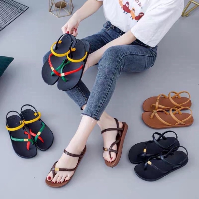 Giày sandal nữ đi mưa quai chéo xỏ ngón mang đi học đi làm đi biển siêu êm siêu bền - GL038